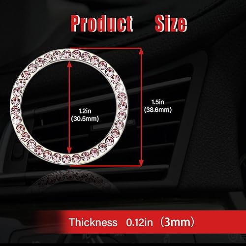 Miniatura 9 de 2 calcomanías para botón de arranque del motor, botón de arranque brillante, calcomanías para anillo de encendido para mujer, accesorios interiores