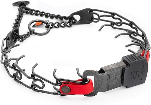 Miniatura 9 de Collar para Perro Herm Sprenger de Acero Inoxidable Negro con Hebilla de Liberación Rápida ClicLock y Inserción de Biothane Collar de Entrenamiento