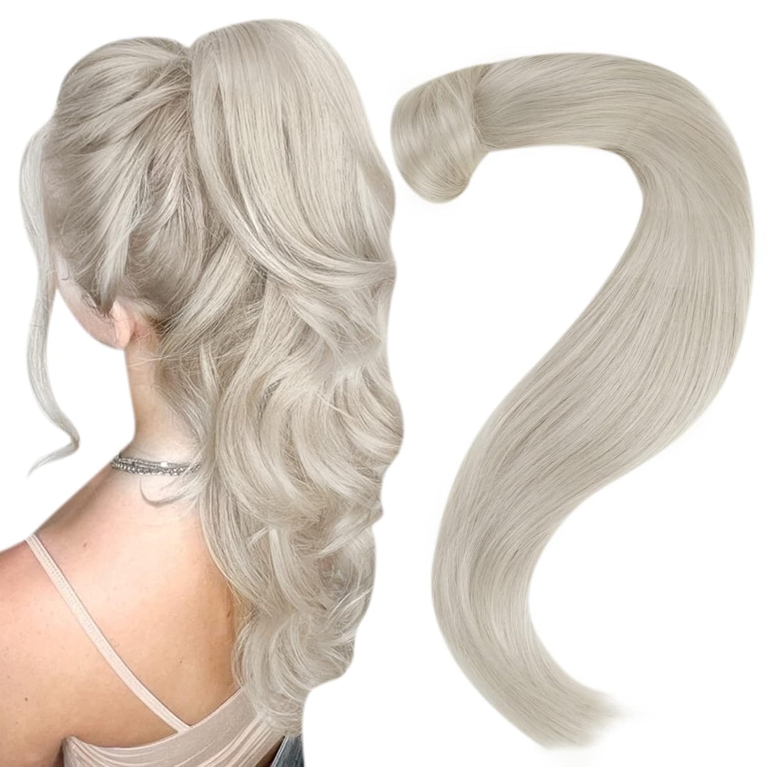 Amazon.com : Easyouth Blonde Pony Tails Hair Extensions Human Hair ...