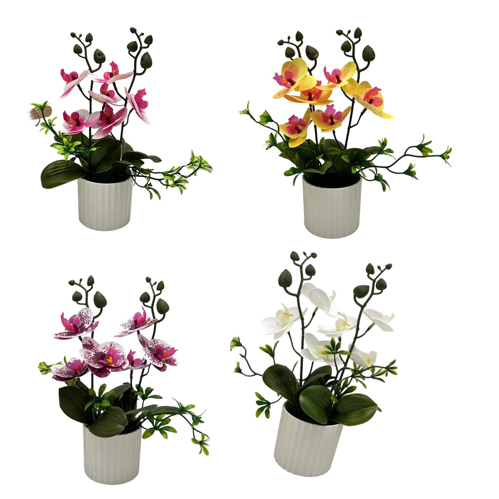 Tsophreniq 4PCS Realistic Butterfly Orchids Floral Arrangement Worktop Blossomy Decors for Living Room and Dining Table Orchids Arrangement