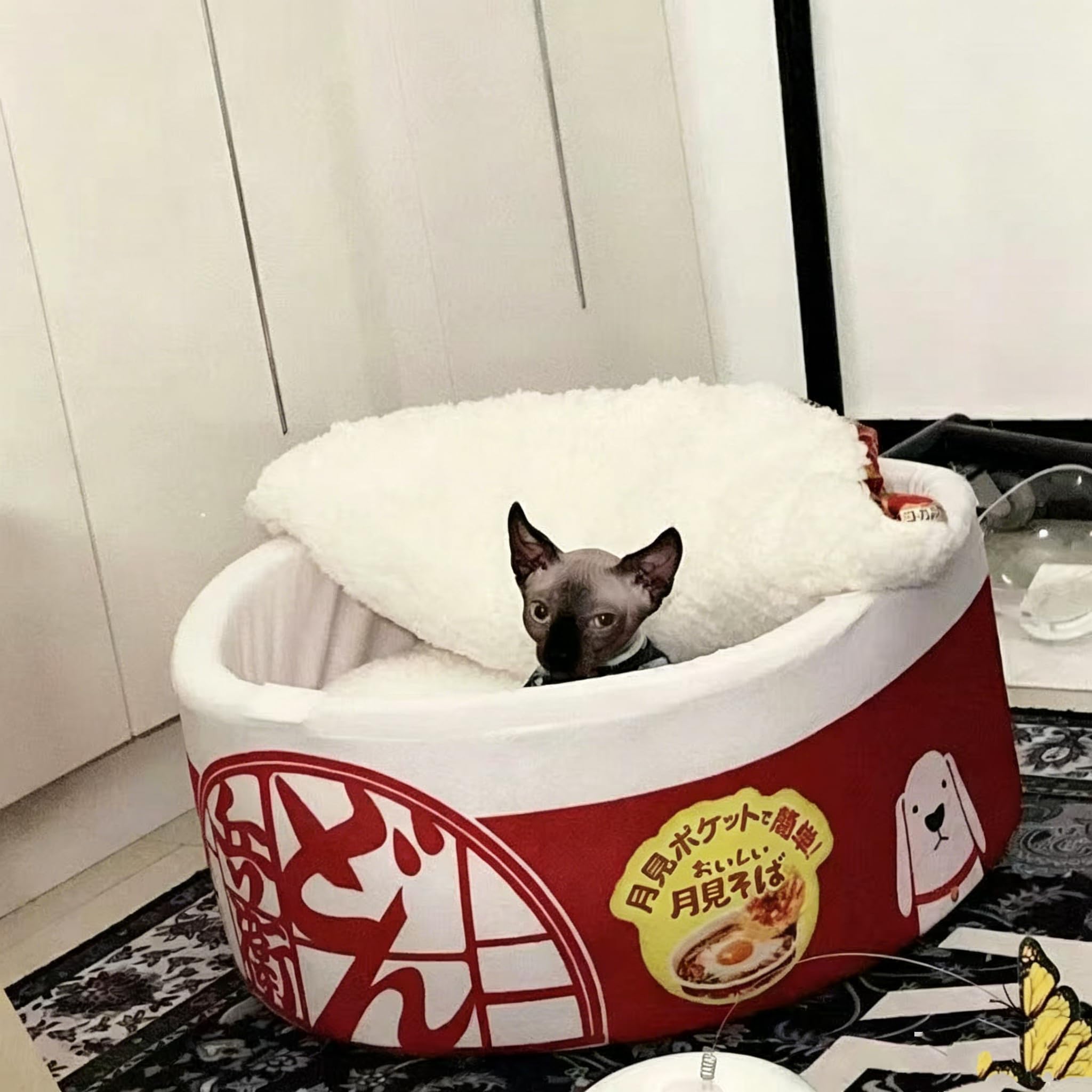 Amazon | ペットハウス 猫用 どん兵衛ベッド カップ麺ベッド 冬用
