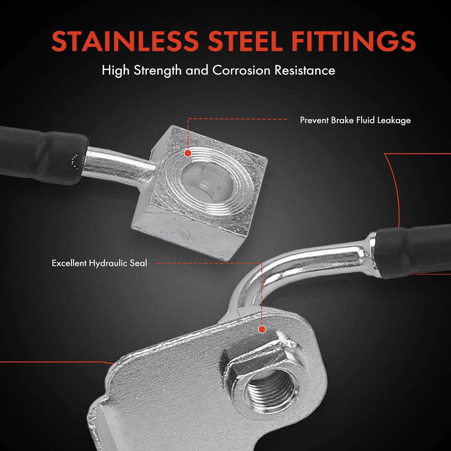 A-Premium Front Driver Brake Hydraulic Hose Compatible with Select Jaguar Models - S-Type 2006-2008, XF 2009, Naturally Aspirated - Replace# XR855614