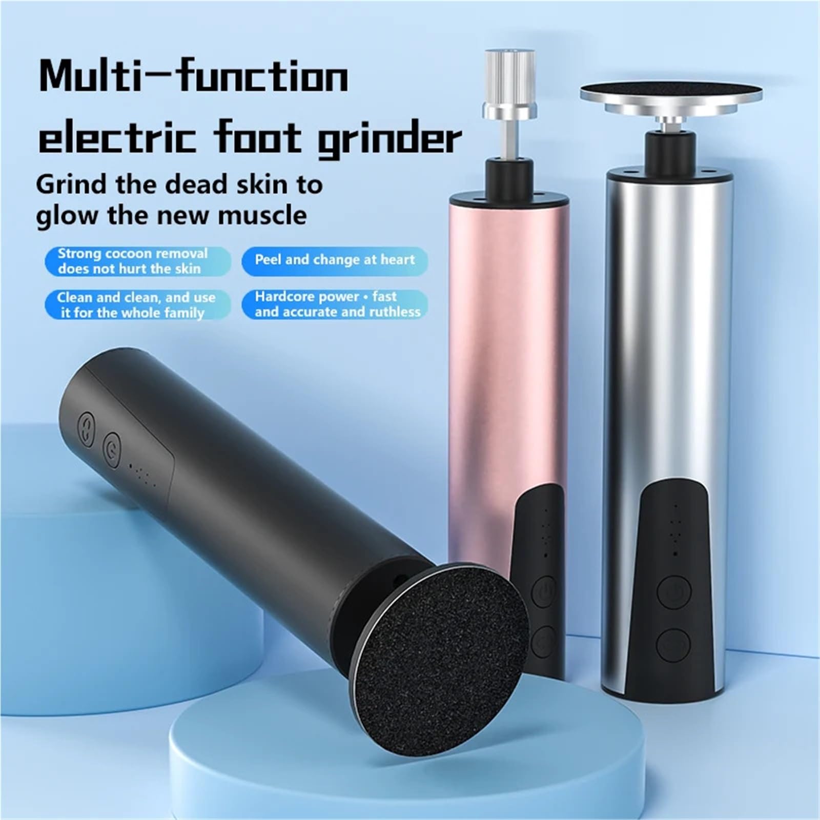 Lima Per Piedi Lima for la cura dei piedi, rimozione elettrica dei calli dei piedi, rimozione della pelle morta dei talloni, set di strumenti for pedicure e carta vetrata di ricambio(Black)