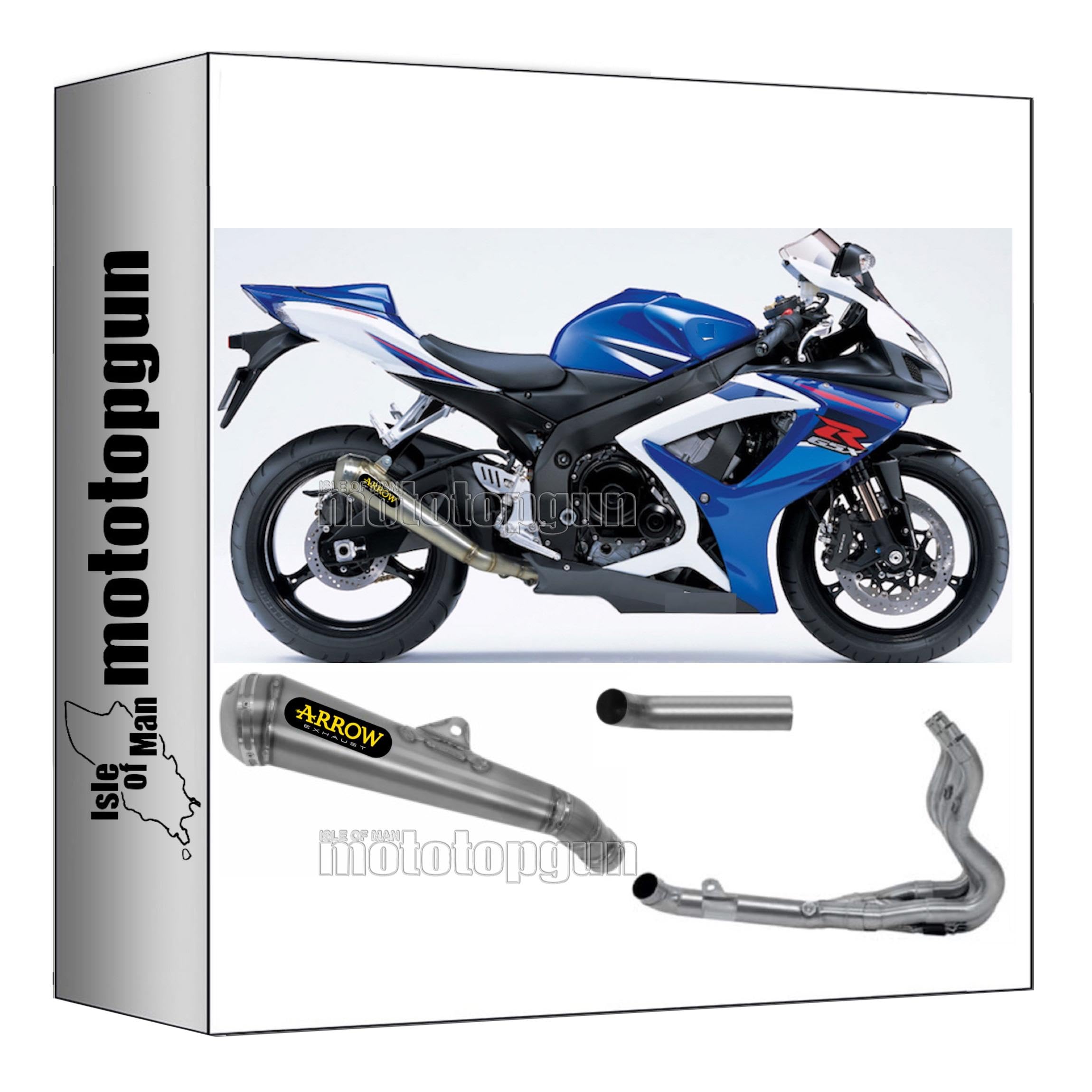 ligne complete approuve open arrow pro-race en nichrom avec embout en acier compatible avec suzuki gsx-r 600 ie 2006 2007 mototopgun 71632pri + 71334mi