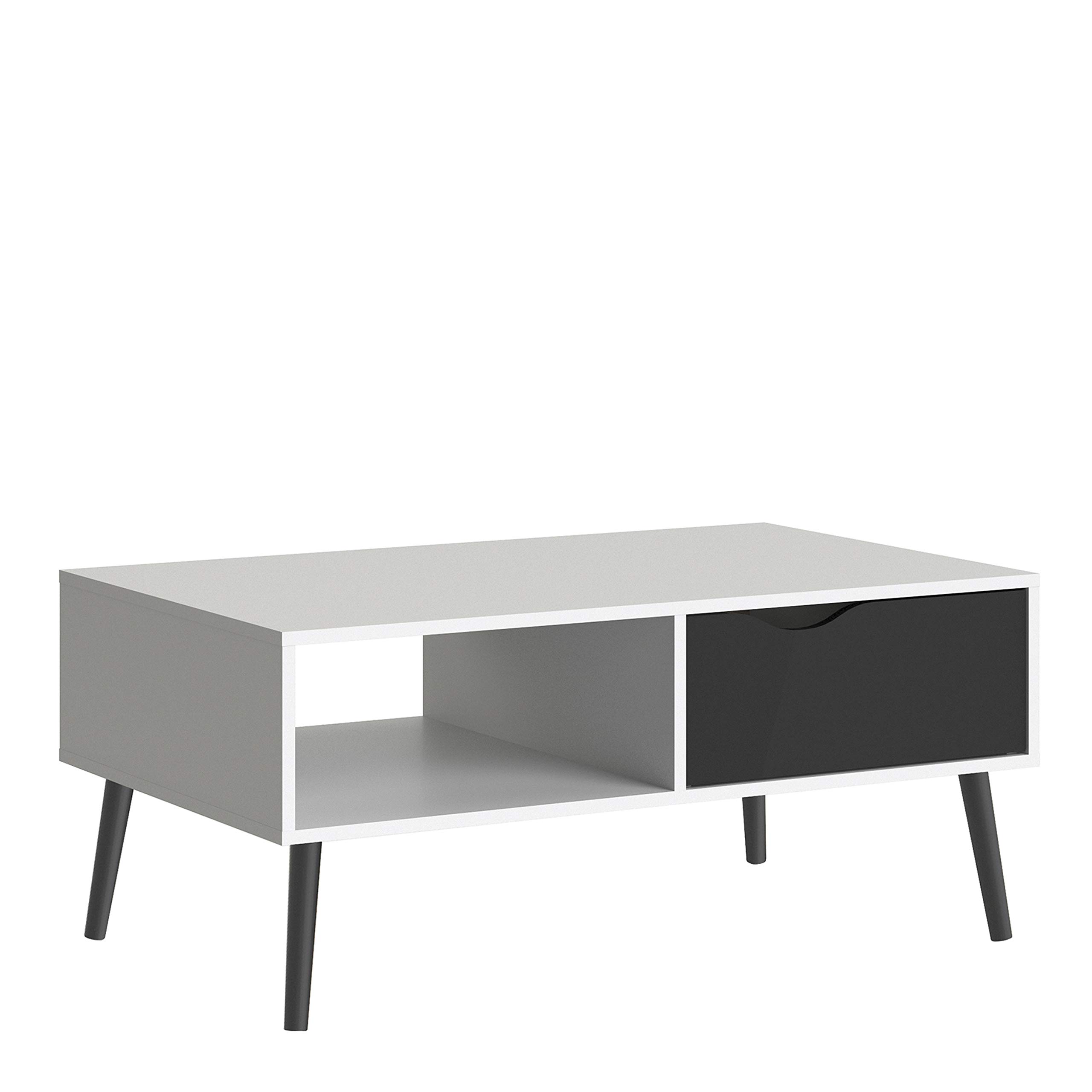 Freemans Oslo 1 Drawer 1 Shelf Coffee Table White/Blk