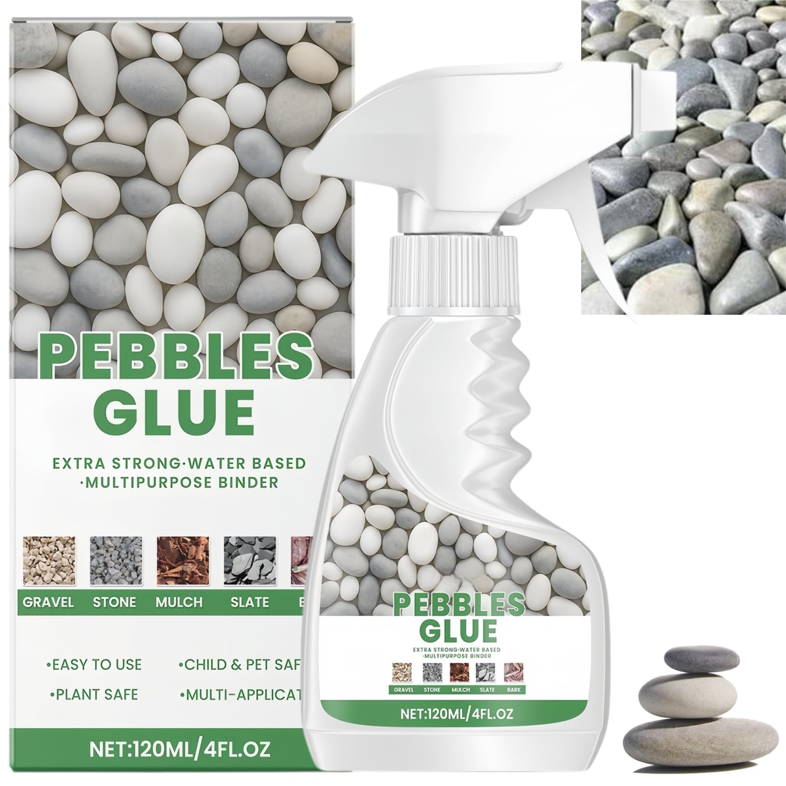 Pebble Glue,Gravel Glue & Stone Glue Adhesive Spray for Garden Gravel,Resin Gravel Binder for Water-Based Stones,Gravel Glue for Garden Stones,Waterbased Binder for Pebbles,Pebble Glue Outdoor