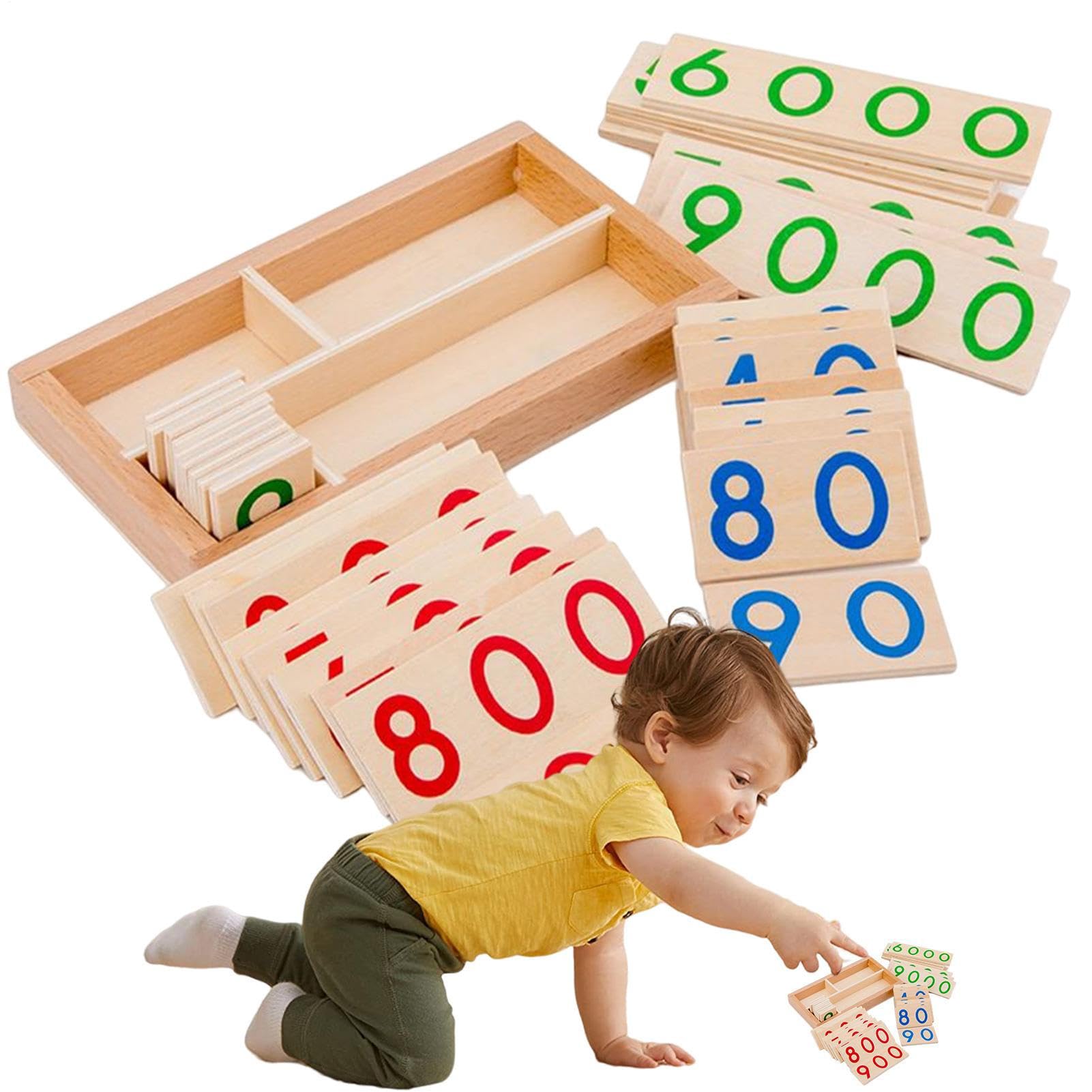 Number Board - 1 to 9000 Wooden Counting Puzzle, Colorful Educational Numbers, Interactive Learning Toy | Development, Math Skills, Early Education, Home Classroom, Fun Learnin
