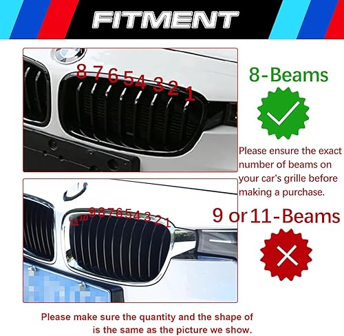 Miniatura 4 de Insertos de rejilla automotriz para BMW Serie 3 2013-2018 F30 F35 320i 325i 330i 335i 8 vigas (no 11 vigas o 4 series), accesorios para parrilla