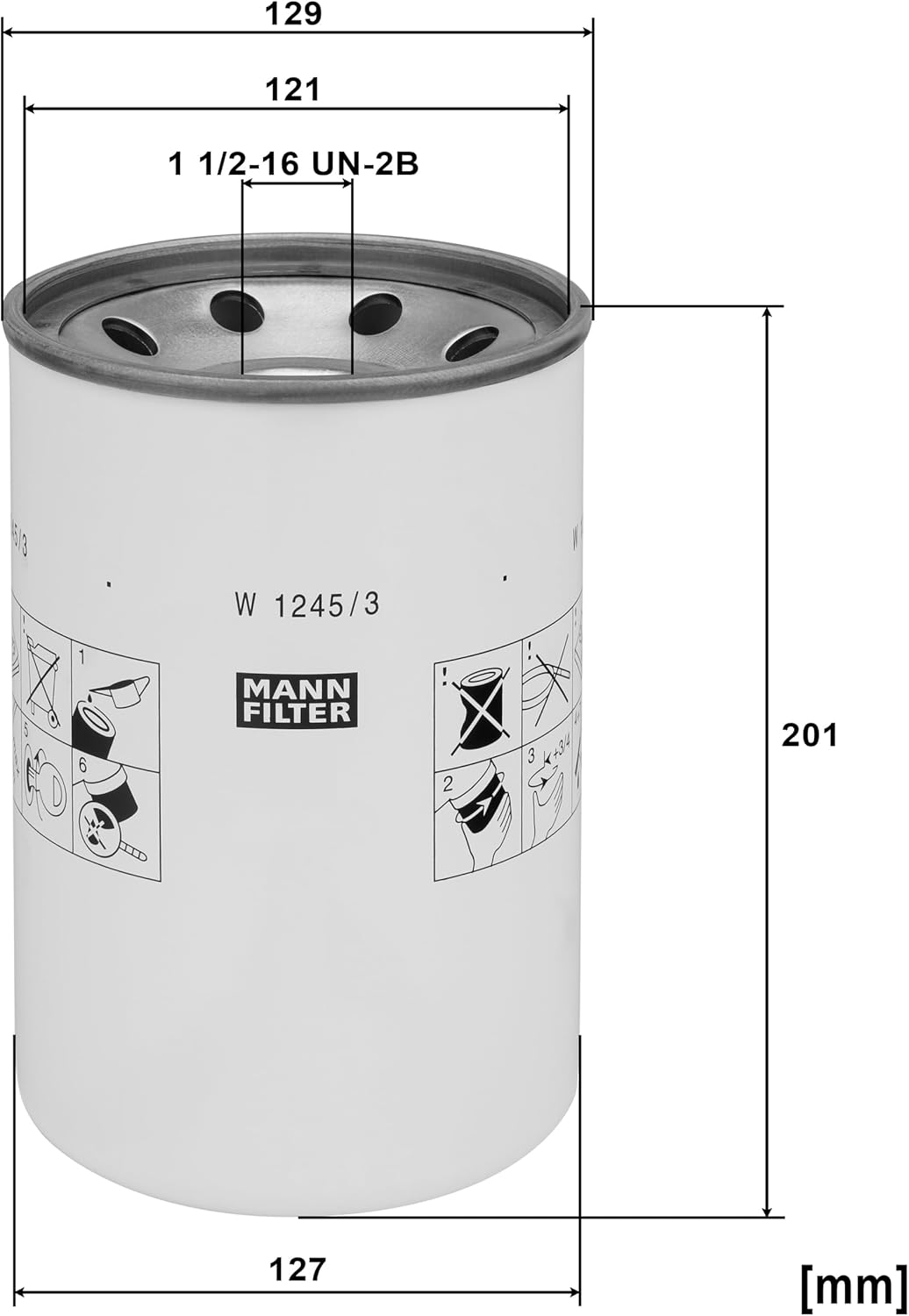 MANN-FILTER W 1245/3 x Hydraulics - NON-ROAD APPLICATIONS