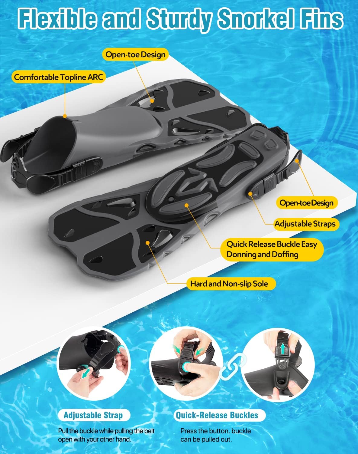 Snorkel Set with Fins for Adults, Snorkeling Gear for Adults Men and Women, Snorkle, Mask Set Adults Dry Top Snorkel Mask Combo Set with Travel Bag for Snorkeling, Diving, Swimming - Image 4