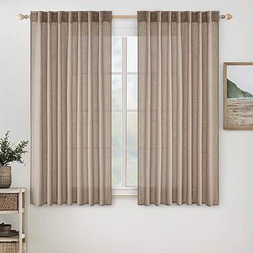 Vista 90 de MIULEE - Cortinas semitraslúcidas suaves y gruesas, textura de lino para dormitorio y sala de estar, para Navidad, con trabilla trasera y jareta, 84
