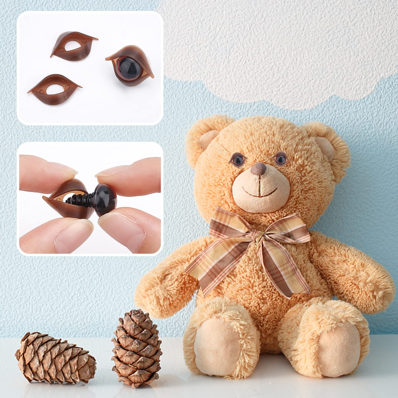PandaHall 200 stks Dubbele Ooglid Gespen, Ambacht Dubbele Ogen Gevulde Gehaakte Ooglid Paard Ooglid Voor 7mm Ogen Teddy Bear, Amigurumi Craft, Puppet