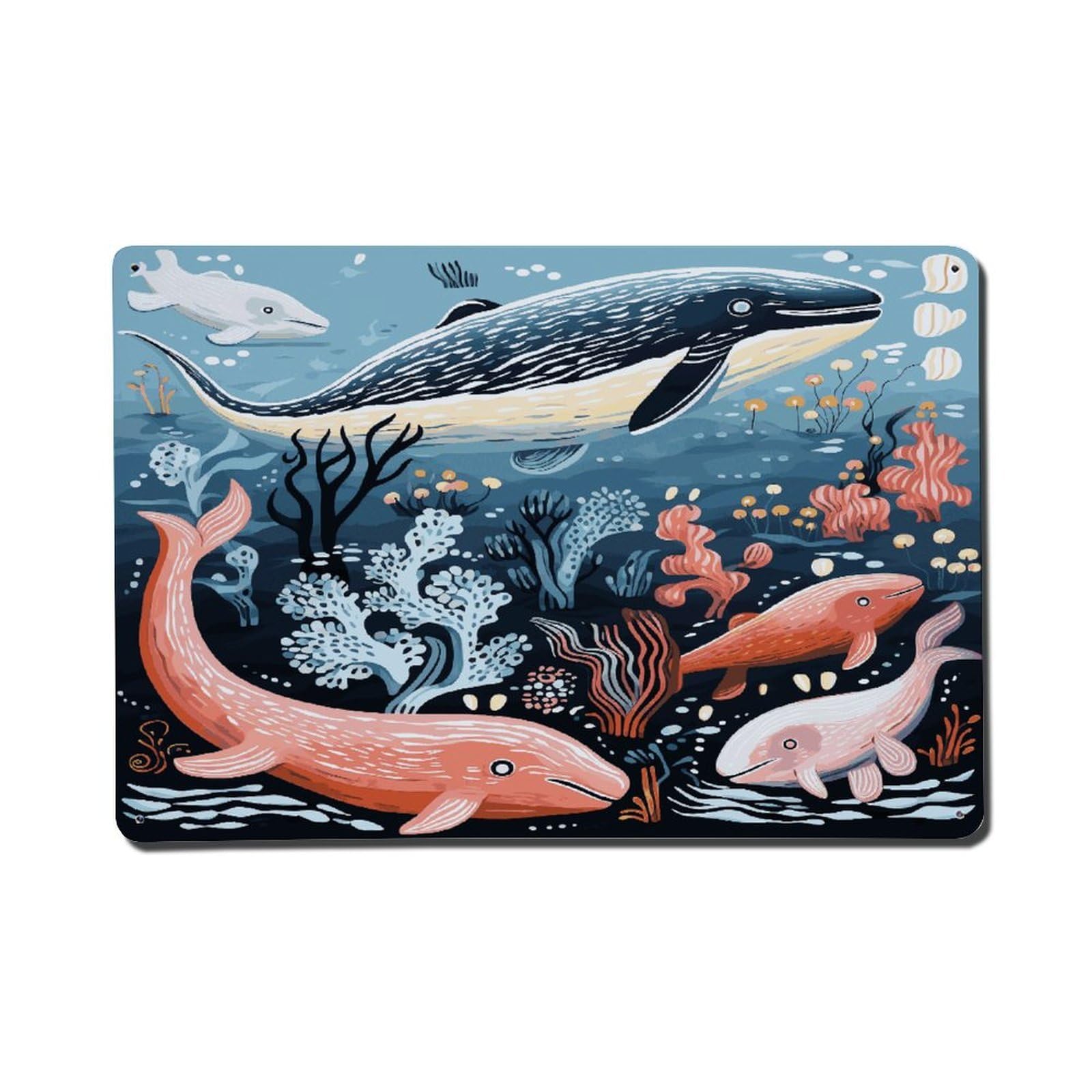 Adfgyerh Style Seal Whale Octopus Fish Metal Signs Funny, Aluminum Tin Sign Indoor Outdoor Decor, Vintage Signs For Home Office Kitchen Bar Cafe Garden Farmhouse Wall Decor