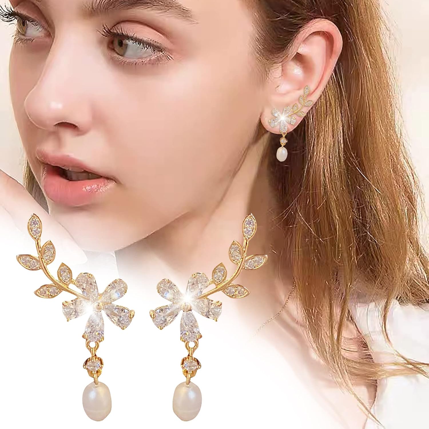 Ear Studs Micro Set Full Diamond Leaf Earrings for Teen Girls Minimalist Piercing Studs Trendy Earrings Weather Earrings The Party