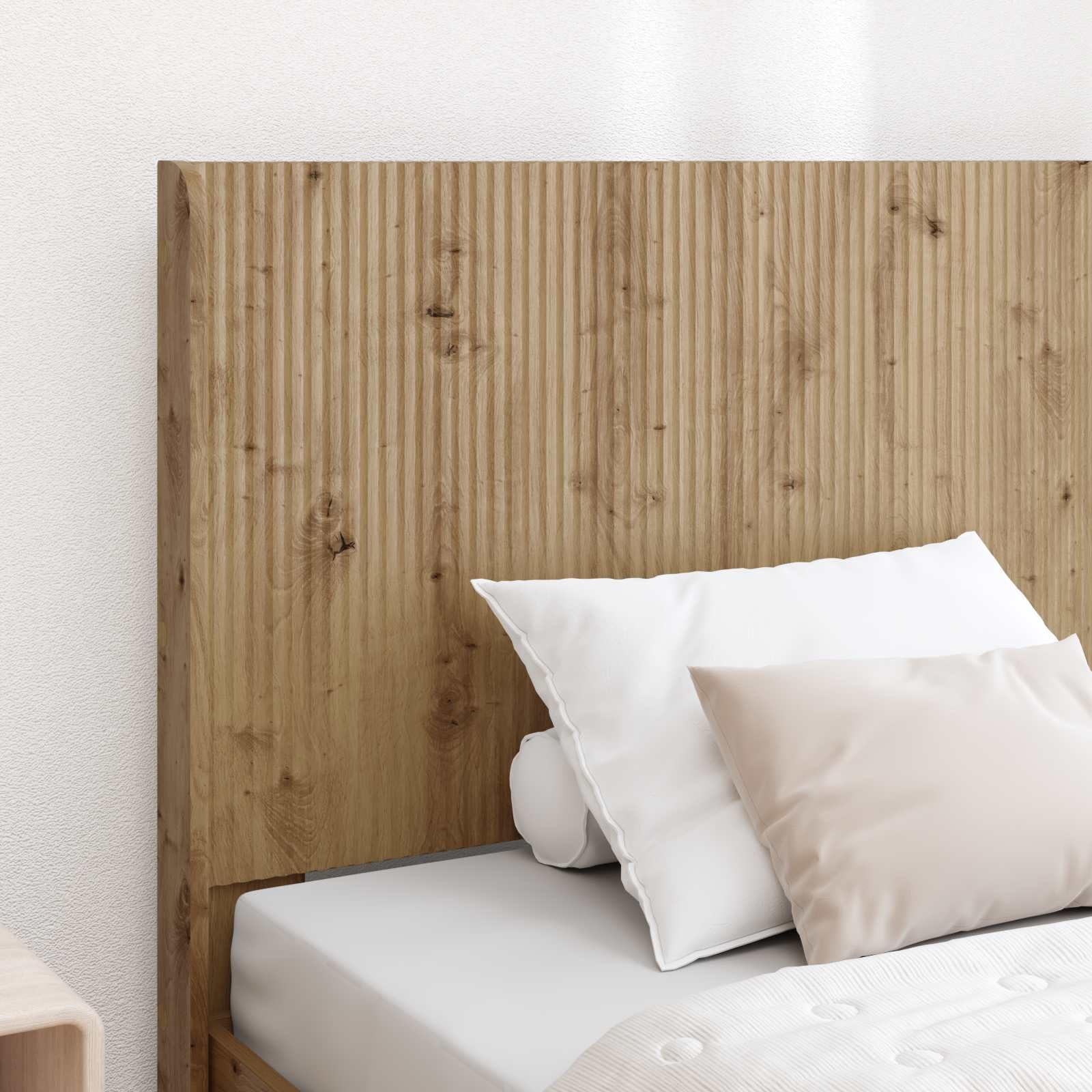 Tête de lit en chêne artisanal, panneau arrière de lit avec lattes verticales pour montage sur cadre de lit, 82 x 7 x 100 cm, tête de lit stable pour chambre à coucher et chambre d'amis