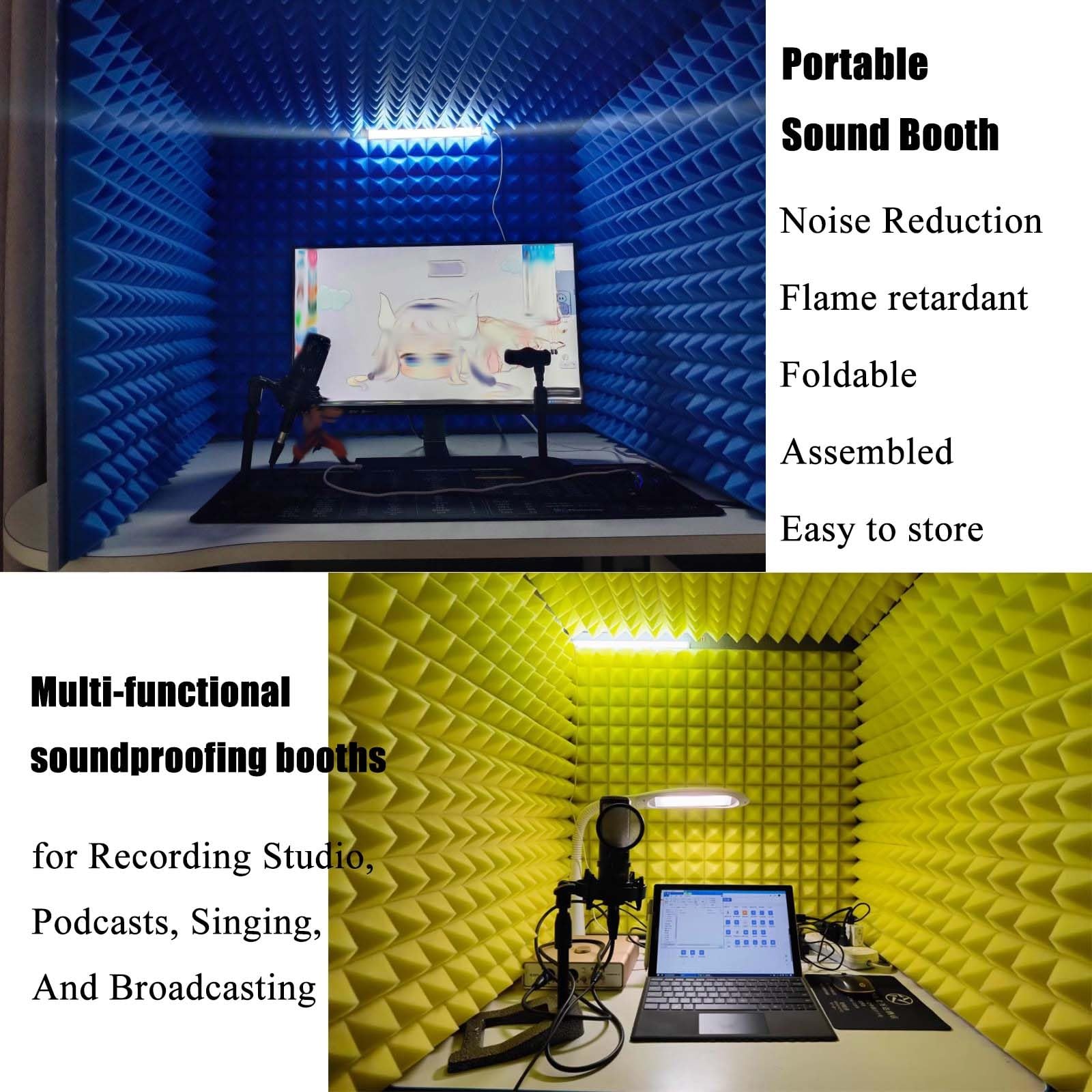 Estudio portátil de grabación Vocal: Cabina insonorizada para Estudios de grabación domésticos, Cajas insonorizadas para micrófonos, procesamiento acústico para grabación de música y Podcast