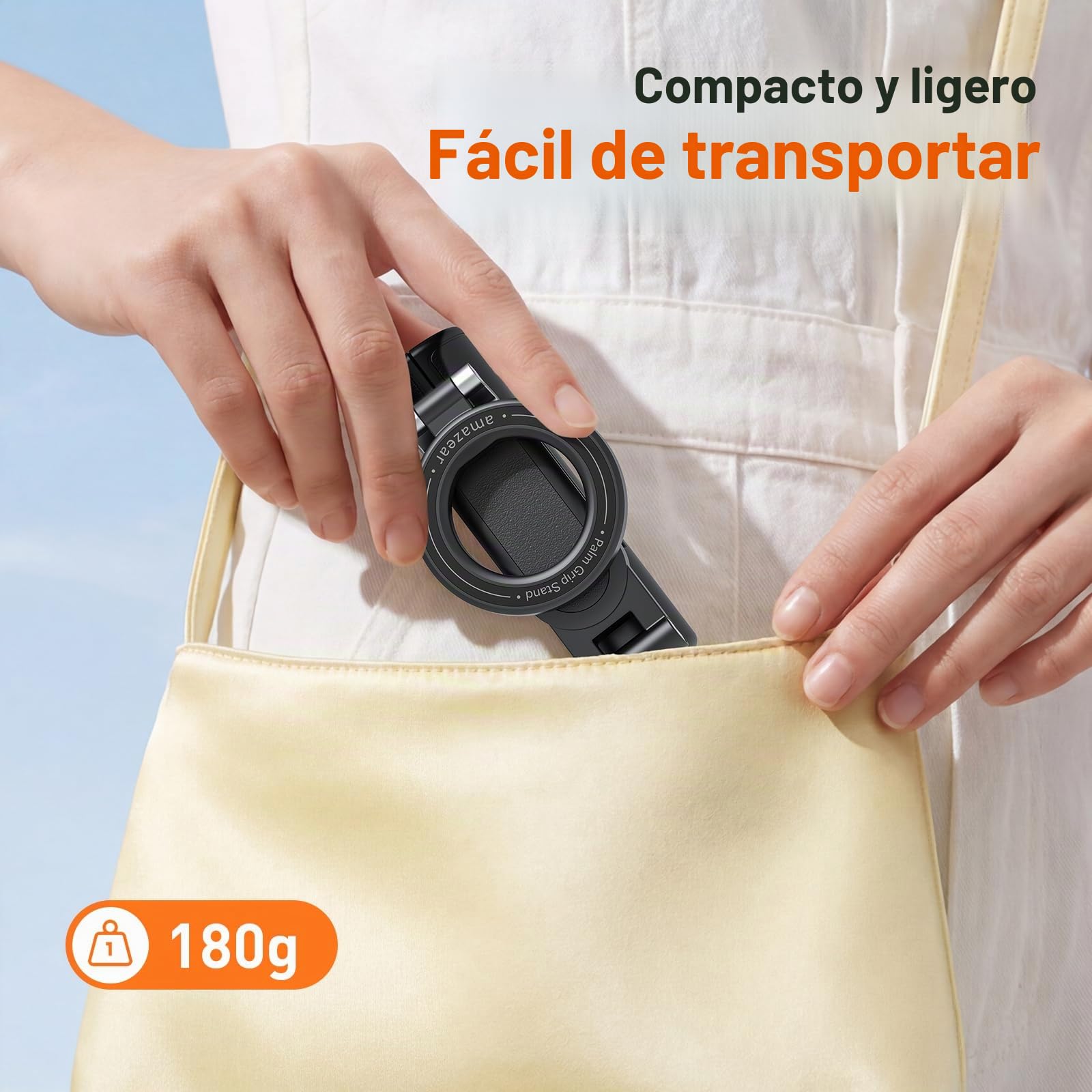 AMAZEAR Palo Selfie Tripode para Movil (4 en 1), Selfie Stick Negro