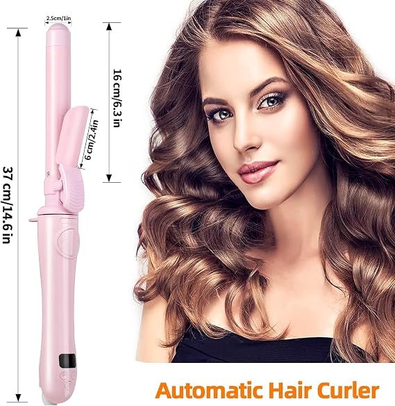 Curling Iron with Long Wand, Rotating Automatic Curling Iron, 13-Speed Temperature Adjustable, 30 Seconds Instant Heating, 1H Automatic Shut-Off, Anti-Scald, 110-240V Dual Voltage (B)