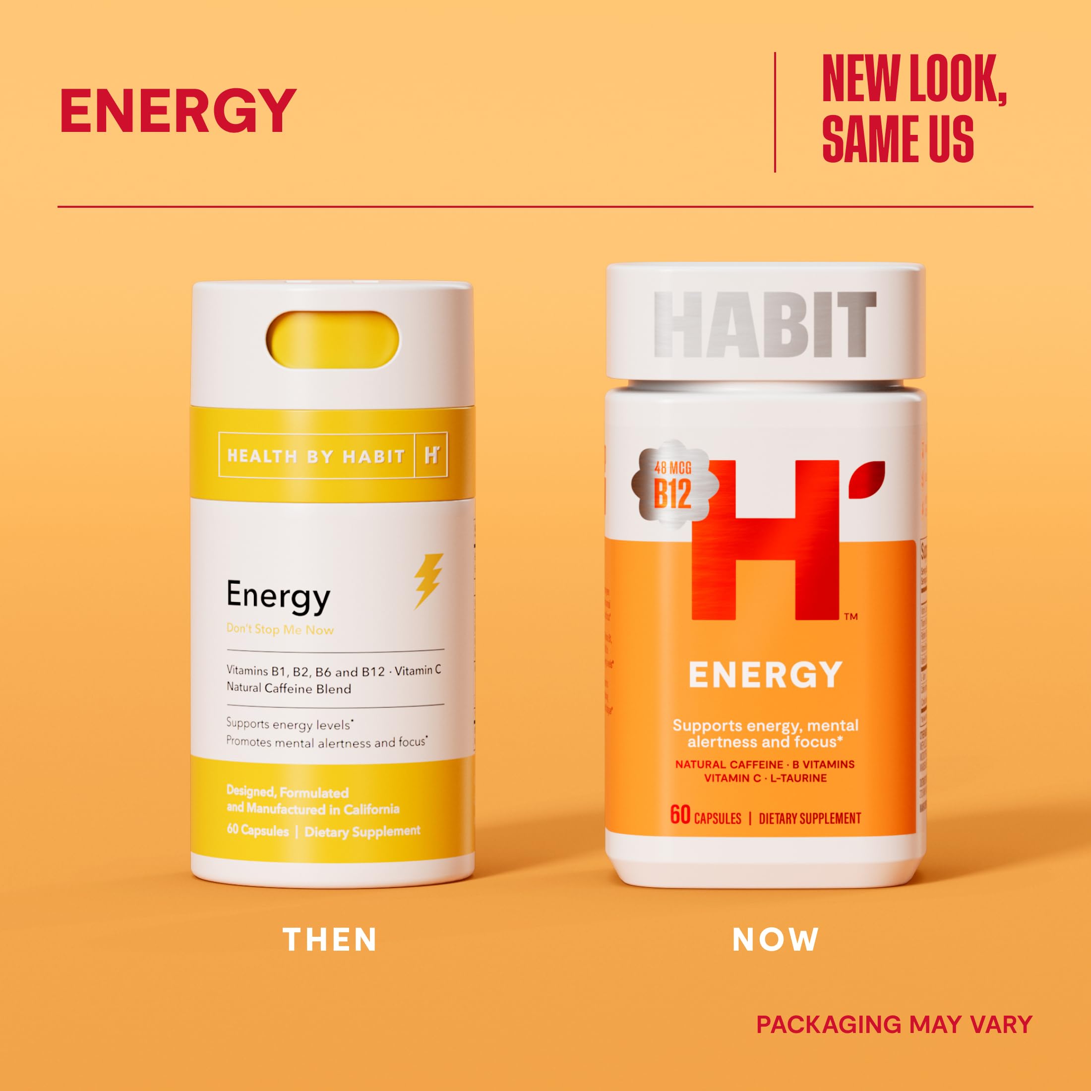 Habit Energy Supplement 2 Pack (120 Capsules) - New Look, Supports Energy, Mental Alertness and Focus, Natural Caffeine, Vitamins B & C, Green Tea Extract, Vegan, Non-GMO — Amazon image 2