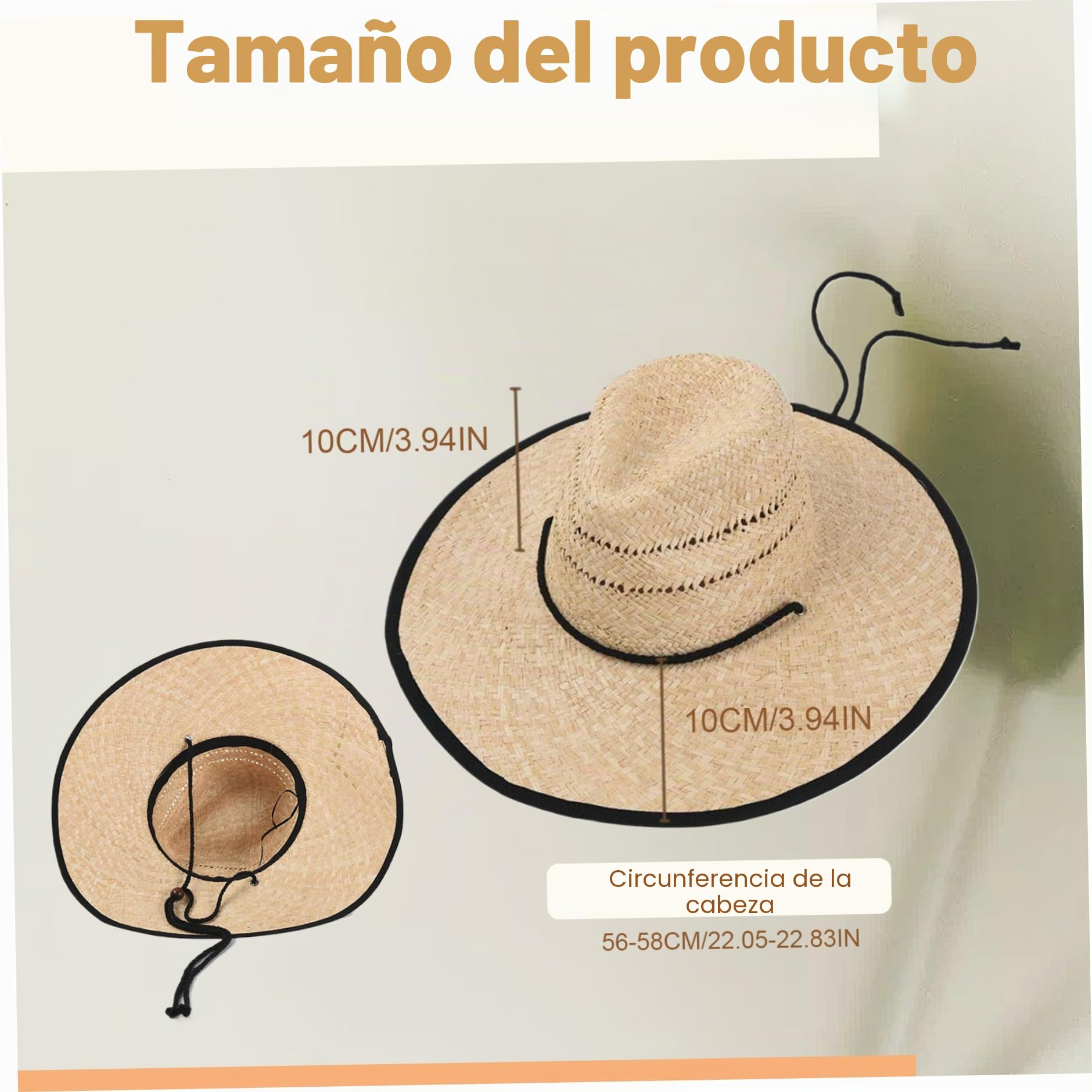 Sombrero de Paja, protección Solar Gombado de Paja de ala Ancha, Sombrero de Sol de Paja Tejida Transpirable con Correa Ajustable, Elegantes Sombreros de Paja para Hombres Mujeres