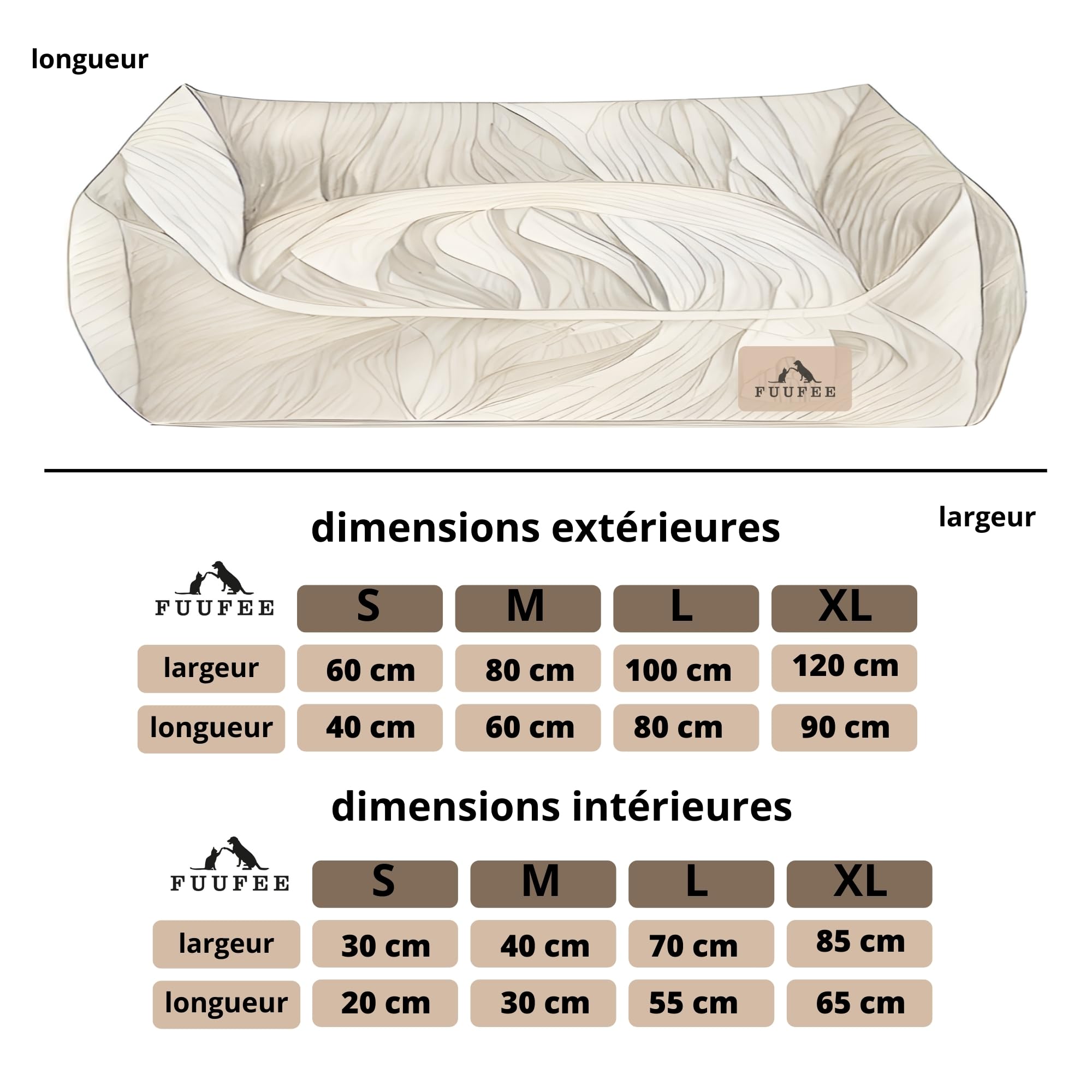 Divano Chic: cuccia per animali di lusso | ecopelle impermeabile, rivestimento rimovibile | taglie S, M, L | Perfetto per cani e gatti (fumoso, L (100 x 80 cm)