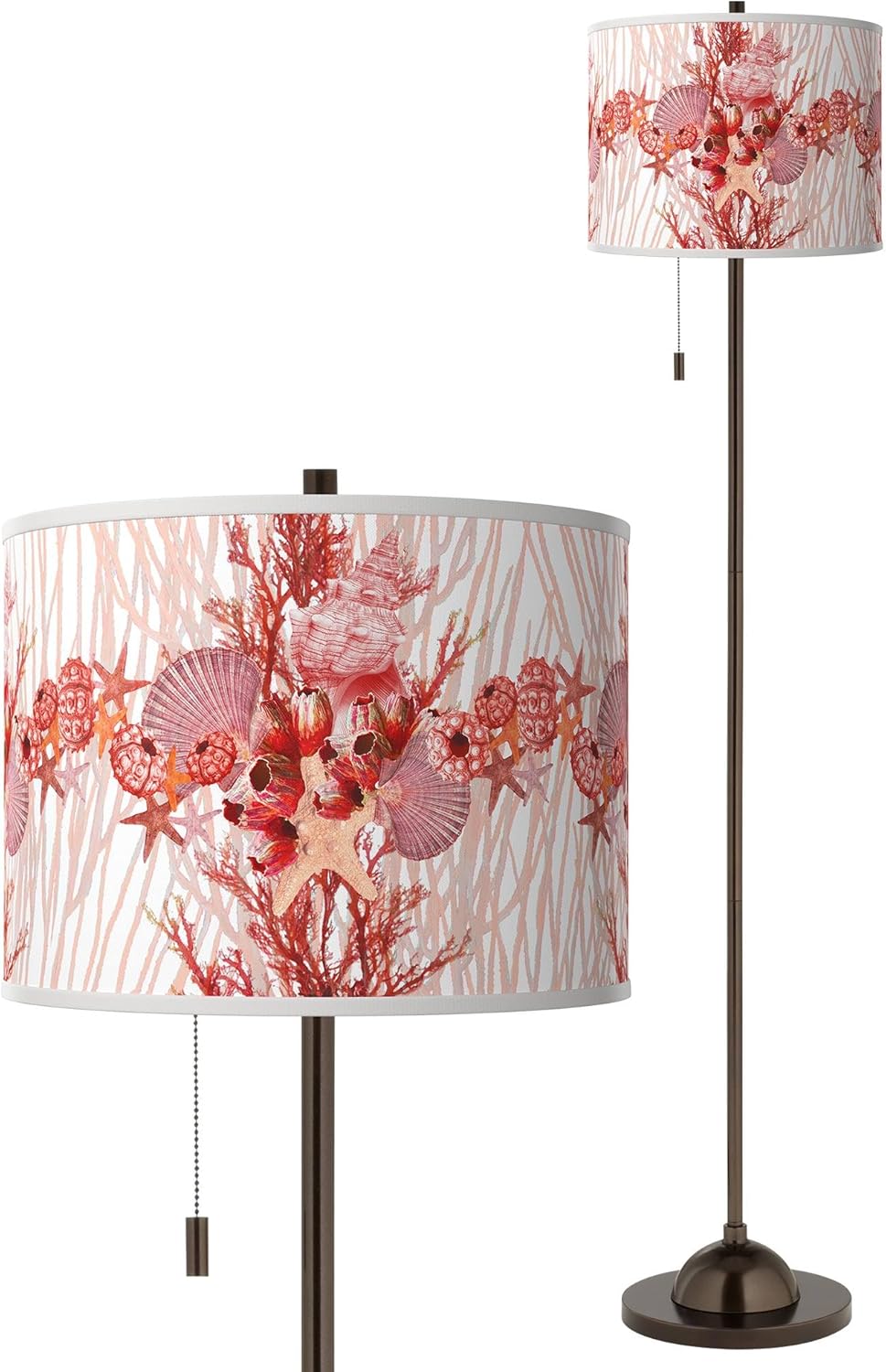 Giclee Glow Corallium Pattern Print Shade 62" High Bronze Club Floor Lamp