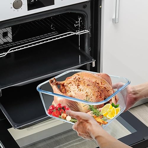 Miniatura 8 de Recipientes grandes de almacenamiento de vidrio con tapas, 201 onzas, extra grandes, herméticos, de vidrio, para asador, pollo, sandía, sobras,