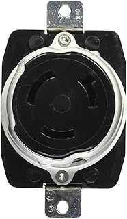 Hubbell Wiring Systems HBL63CM70 Ship-to-Shore Single Receptacle, 2 Pole, 3 Wire, 50 Amps, 125V, Black