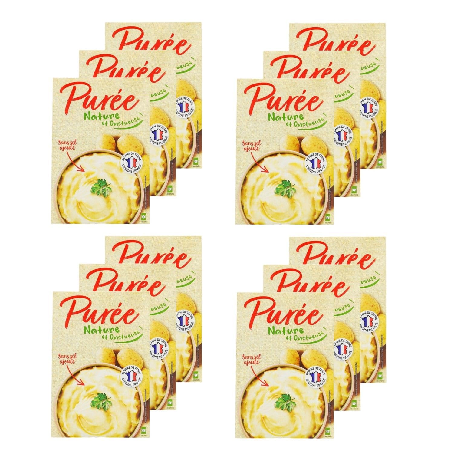 Lote de 12 puré de patata, 4 x 125 g, caja de 500 g