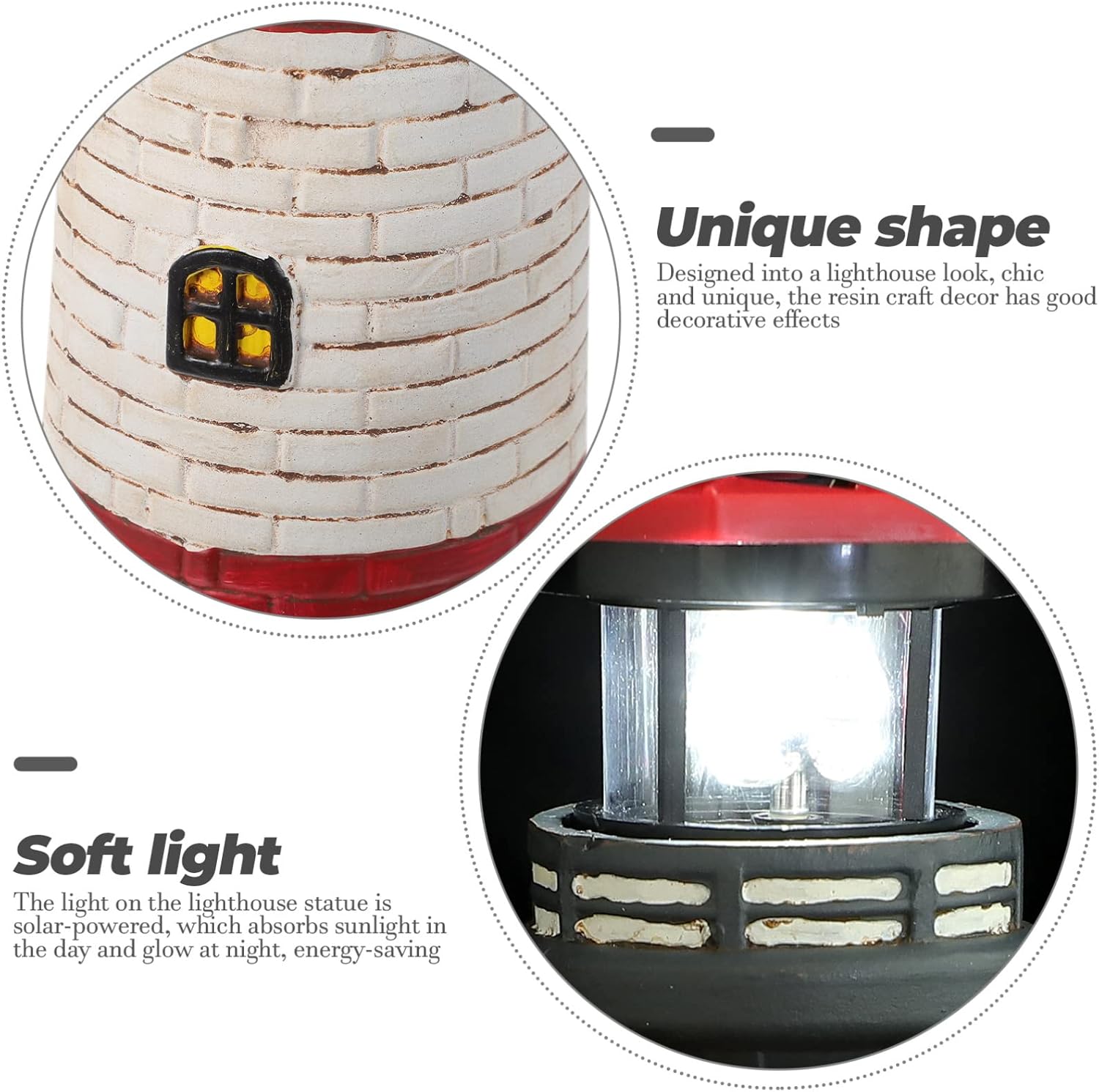 Cabilock Solar Lighthouse Lights-Solar Lighthouse Lamp Statue Outdoor Decorative for Garden Patio Well Cover Yard Lawn Red