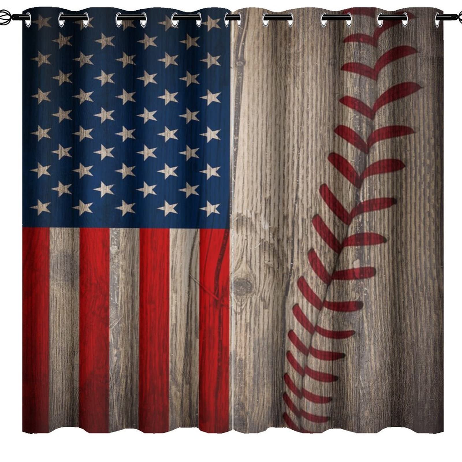 Cool Sports Blackout Curtains - Shabby Baseball On Vintage
