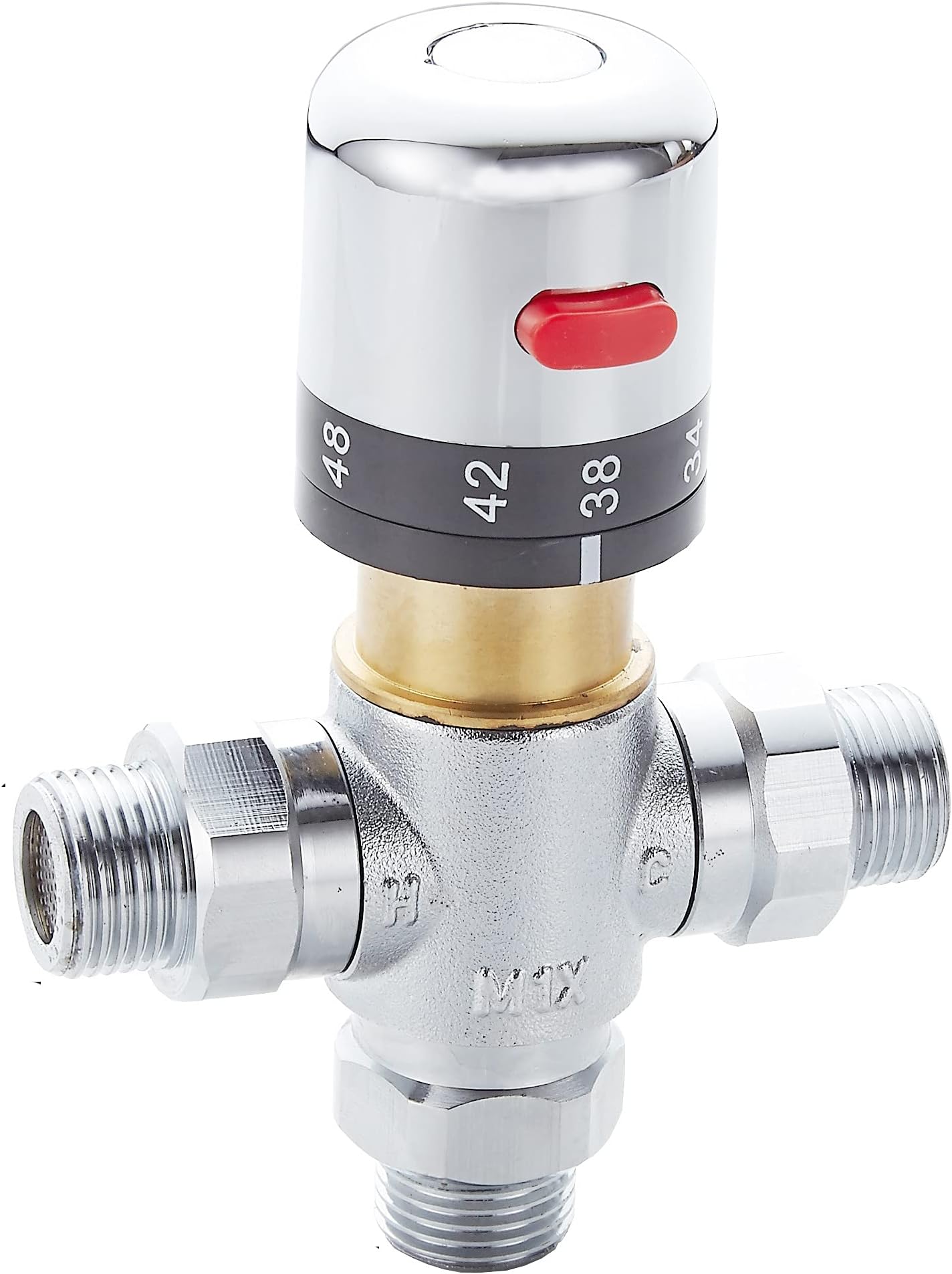 3-Way Thermostatic Mixing Valve, DN15 Temperature Control Bathroom Faucet and Shower Water Mixer Valve G1/2 NPS Male Connections,Chrome…