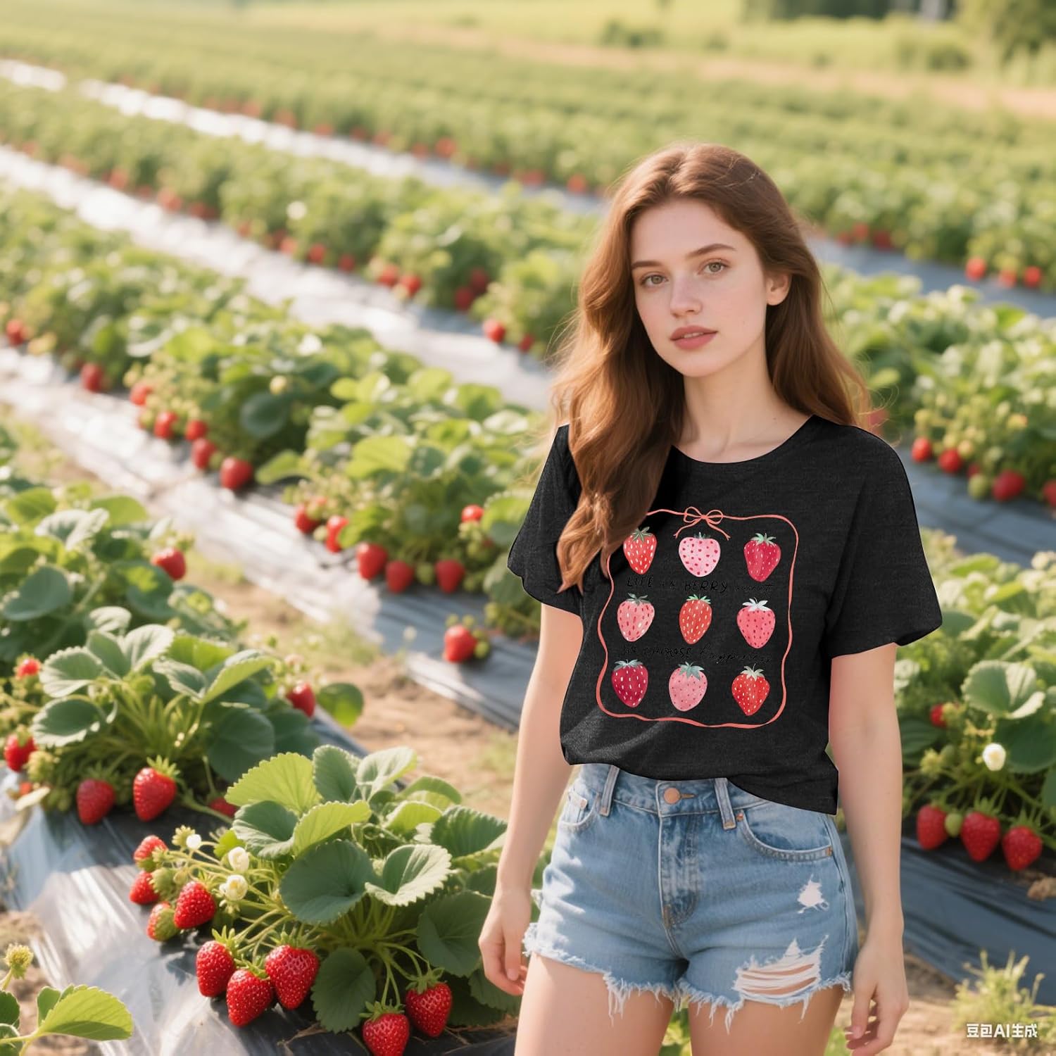 JINTING Strawberry Shirt for Women Cute Pink Graphic Tee Girls Fruit Lovers Shirts Garden Casual Summer Tee Tops - Image 8