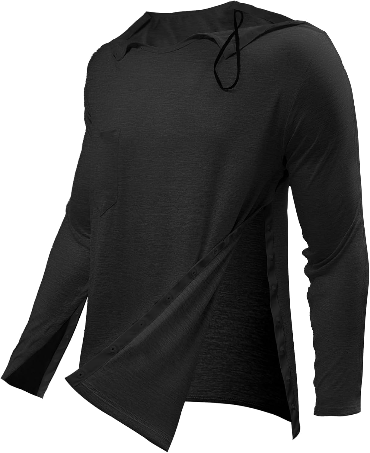 Post Shoulder Surgery Shirts for Men Recovery Long Sleeve Shirt Women Full Open Side Snap Chemo Dialysis Adaptive Clothing