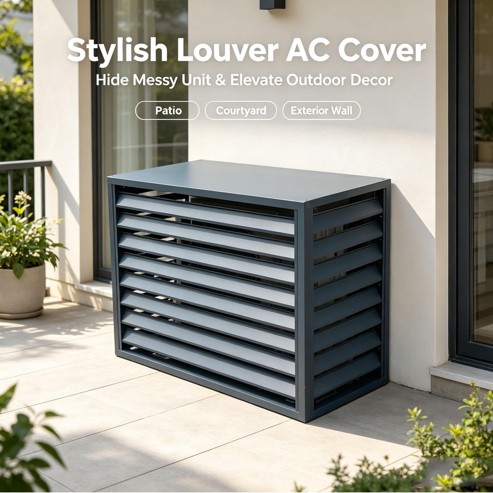 Klimaanlagen-Abdeckung aus Aluminium, Schutzabdeckung für Klimaanlagen | Schermi per la privacy di pompe di calore, coperture per unità esterne di condizionatori,(C,100*70cm/39.4*27.6in)