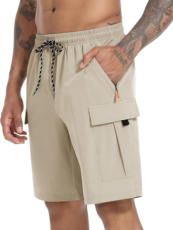 Men's Cargo Shorts Quick Dry Lightweight Stretch Hiking Shorts for Men with 5 Pockets No Lining