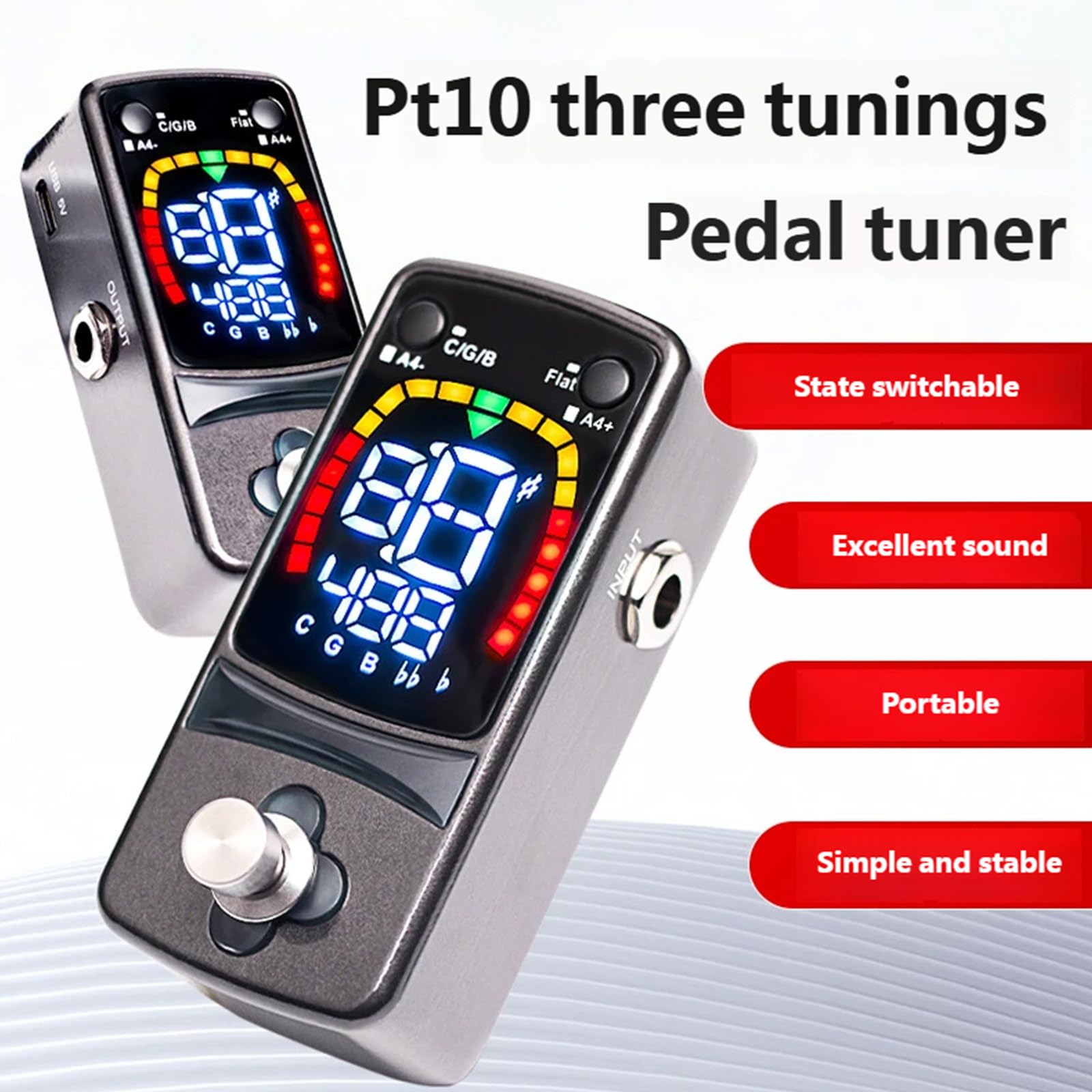 Sintonizzatore digitale per pedale per chitarra, display LCD, copertura in metallo, accordatore cromatico, effetto pedale per chitarre elettriche e bassi