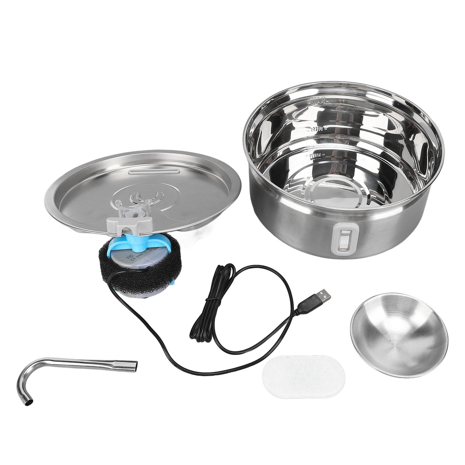 Fuente de Agua para Gatos de Acero Inoxidable, dispensador automático de Agua para Mascotas, Fuente de Agua para Perros de 3,2 L con circulación silenciosa y Ventana, para Gatos y