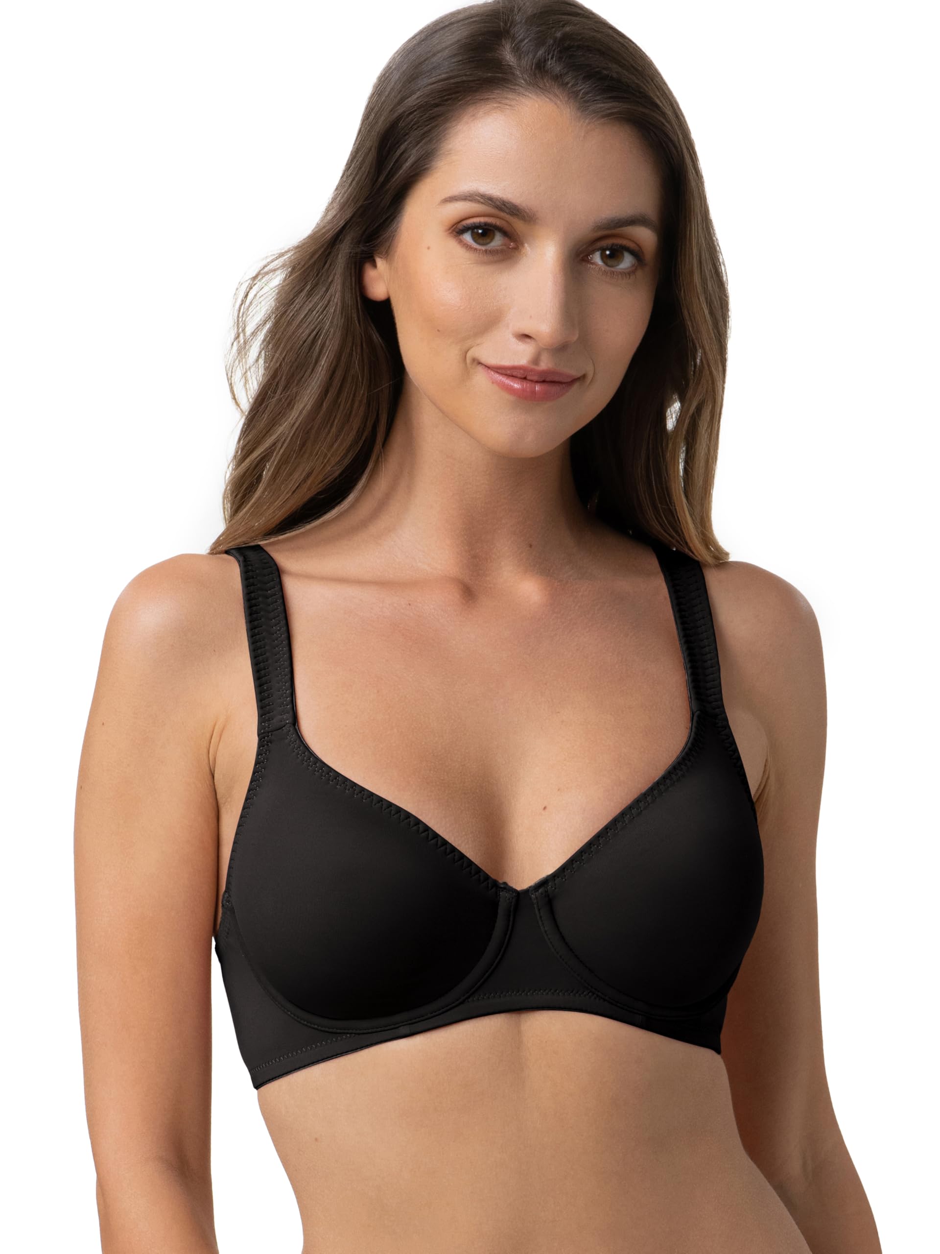 Dorina Lindsay Non-Padded Underwired Bra for Women, Soft Micro Fabric, Full Coverage, Adjustable Straps, Comfortable Support, Black