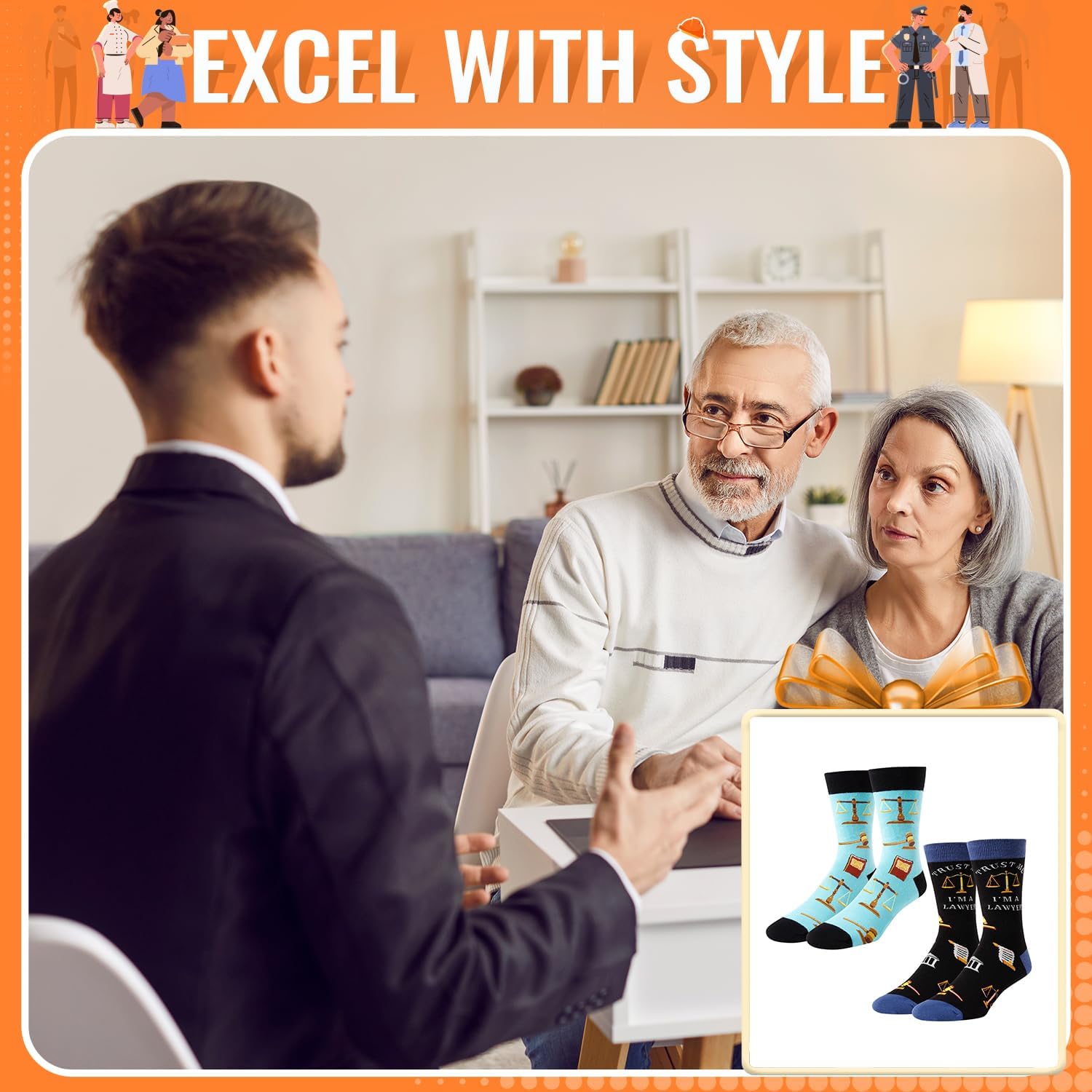 Zmart Appreciation Gifts - Funny Socks for Lawyer Doctor and Guitar Lover in 2 Pack - Image 2