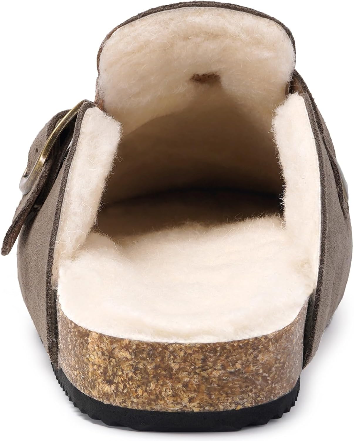 Womens Fur Lined Suede Clogs Mens Fuzzy Leather Mules Cork Footbed Slip On Winter Potato Shoes with Arch Support - Image 5