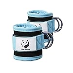 Slim Panda Ankle Strap for Cable Machine,Ankle Cuff for Kickbacks, Booty Hip Abductors,Glute Workouts, Leg Extensions, Curls for Men and Women, Adjustable with Double D-Rings (Pair, Cyan)