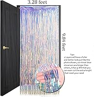 Vista 9 de 3 paquetes de cortinas de papel de aluminio de 9.8 x 3.28 pies, cortinas de flecos metálicos iridiscentes de oropel metálico iridiscente