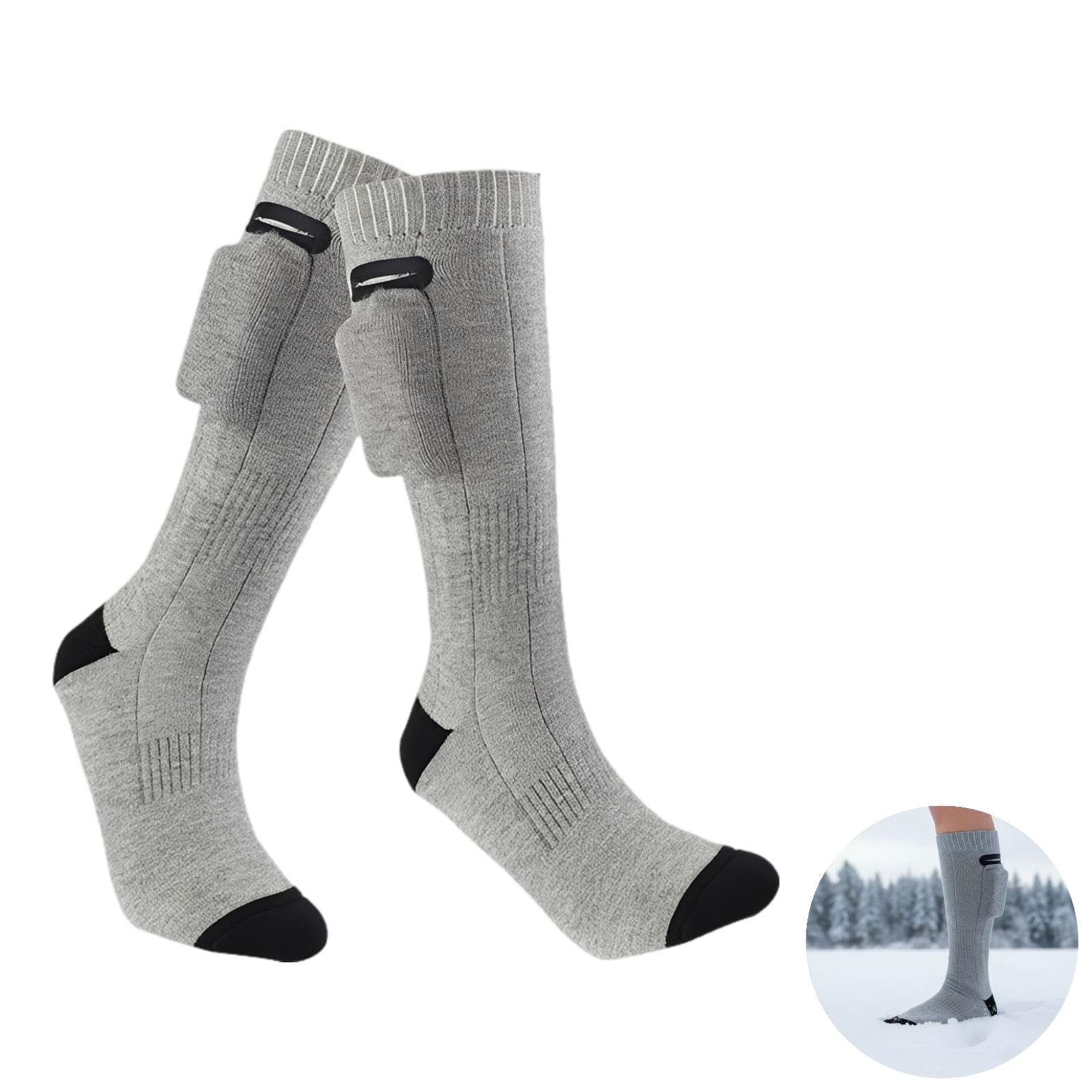 Chaussettes chauffantes pour Homme et Femme avec Batterie Rechargeable 4 000 mAh, 3 Niveaux de Chauffage, Chauffe-Pieds électrique pour Ski, Chasse, randonnée, Camping et Travail extérieur
