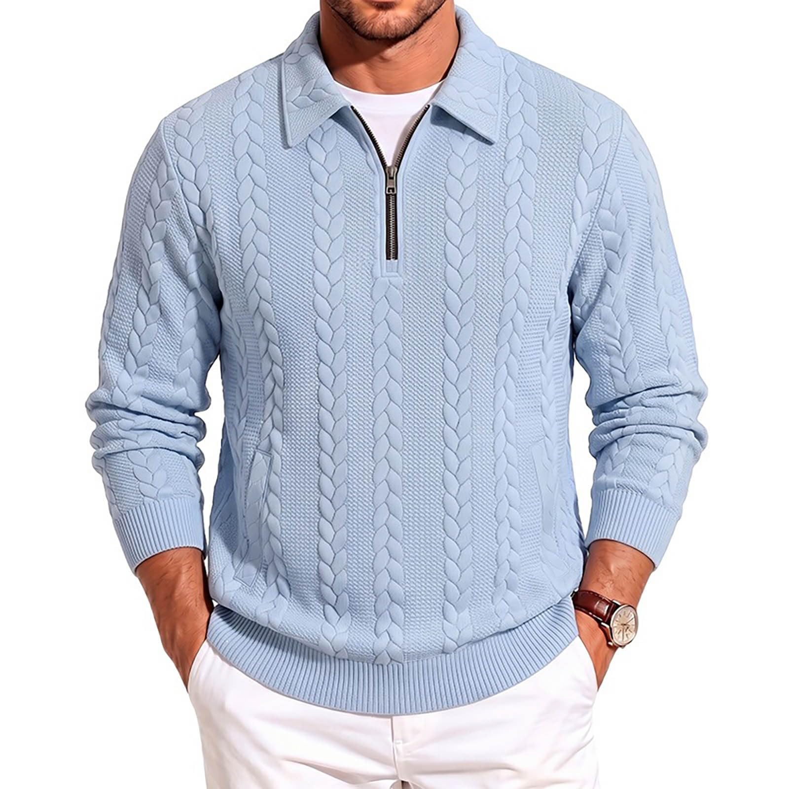 Abrigo de Punto para Hombre con Costuras texturizadas, Manga Larga, Cuello