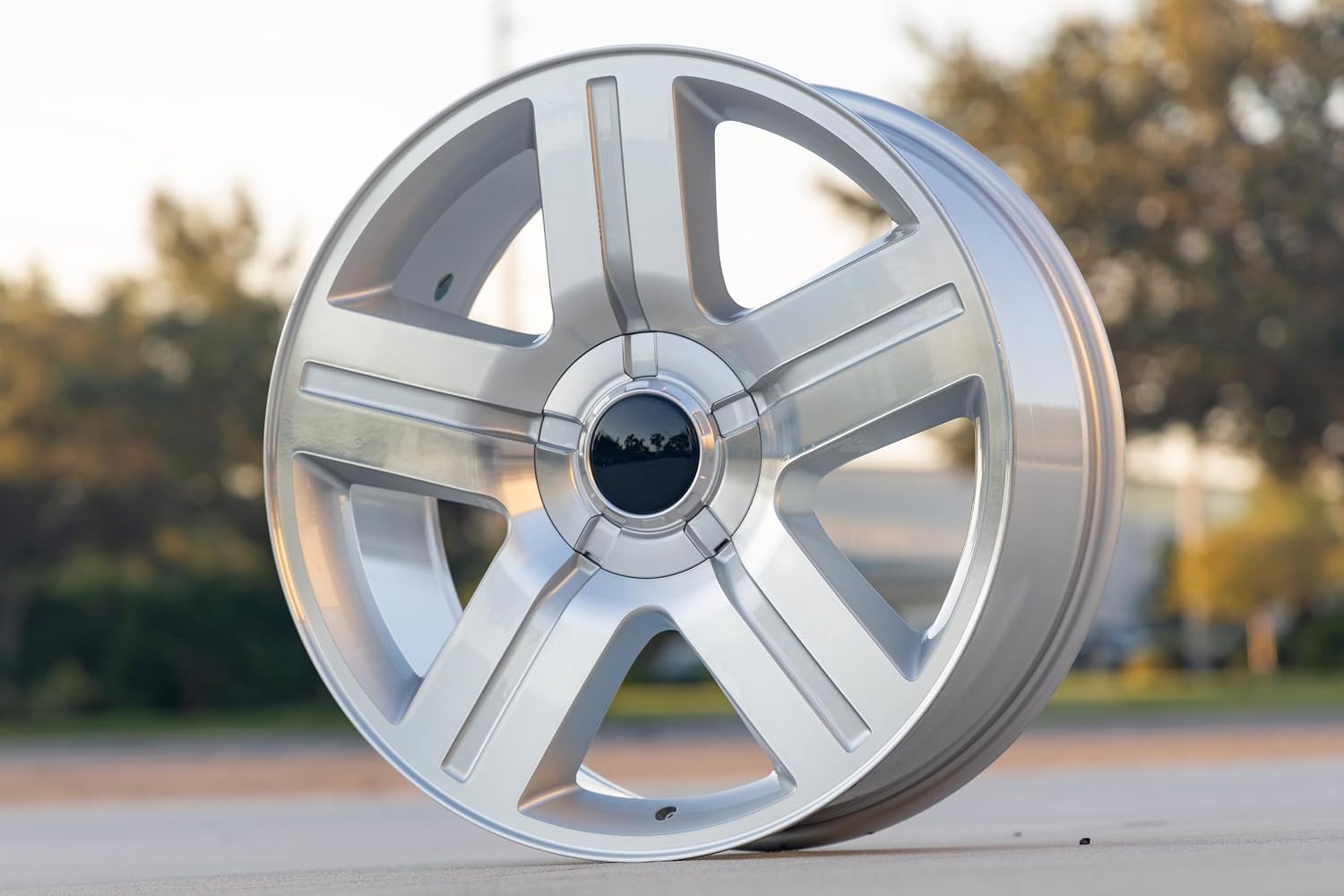 OE Wheels CV84 22 Inch Rim Fits Tahoe Style 6x139.7 22x9 Gloss Silver Machined - Hollander 5291 (1)