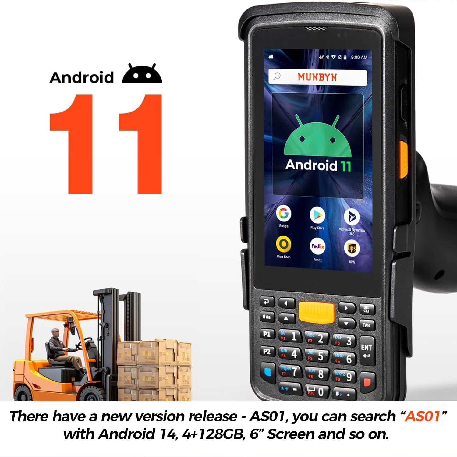 MUNBYN 099P Android Barcode Scanner with Pistol, Android 11 Equip with Zebra SE4710 Scanner, Handheld Computer, Inventory Scanner, QR UPC, Rugged 4G, Data Collector for Warehouse, 2Y Protection