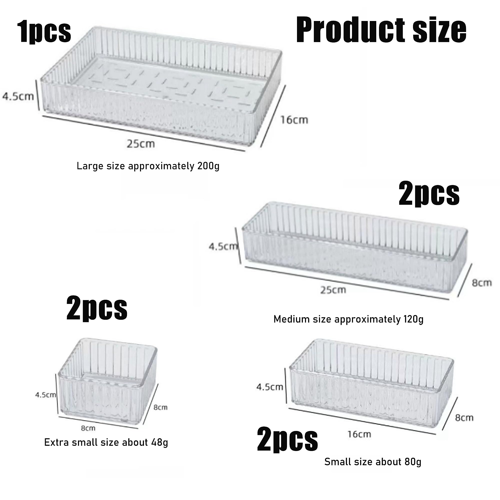 7PCS Cassetti Trasparenti, Ricezione Efficiente, 4 Dimensioni per l'uso del Trucco o Della Scrivania, Vassoi per l'organizzatore del Della Scrivania, Ideale per l'organizzazione Domestica