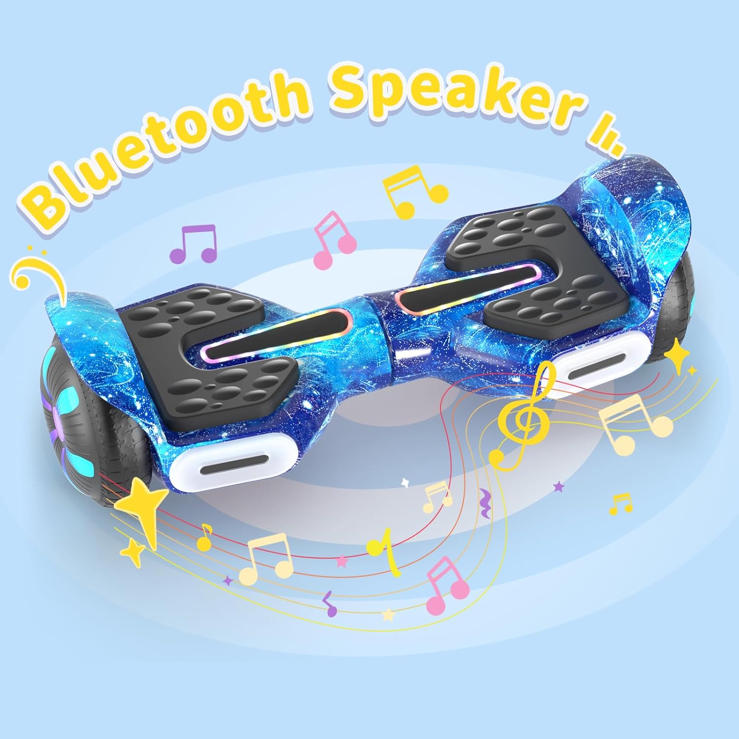 SIMATE 6.5" Scooter, Bluetooth Music Speaker and LED Light, Top 8.5mph & 8.5 Miles Range Power by Dual 250W Motor, Gifts for Kids Adults Boys, for All Ages