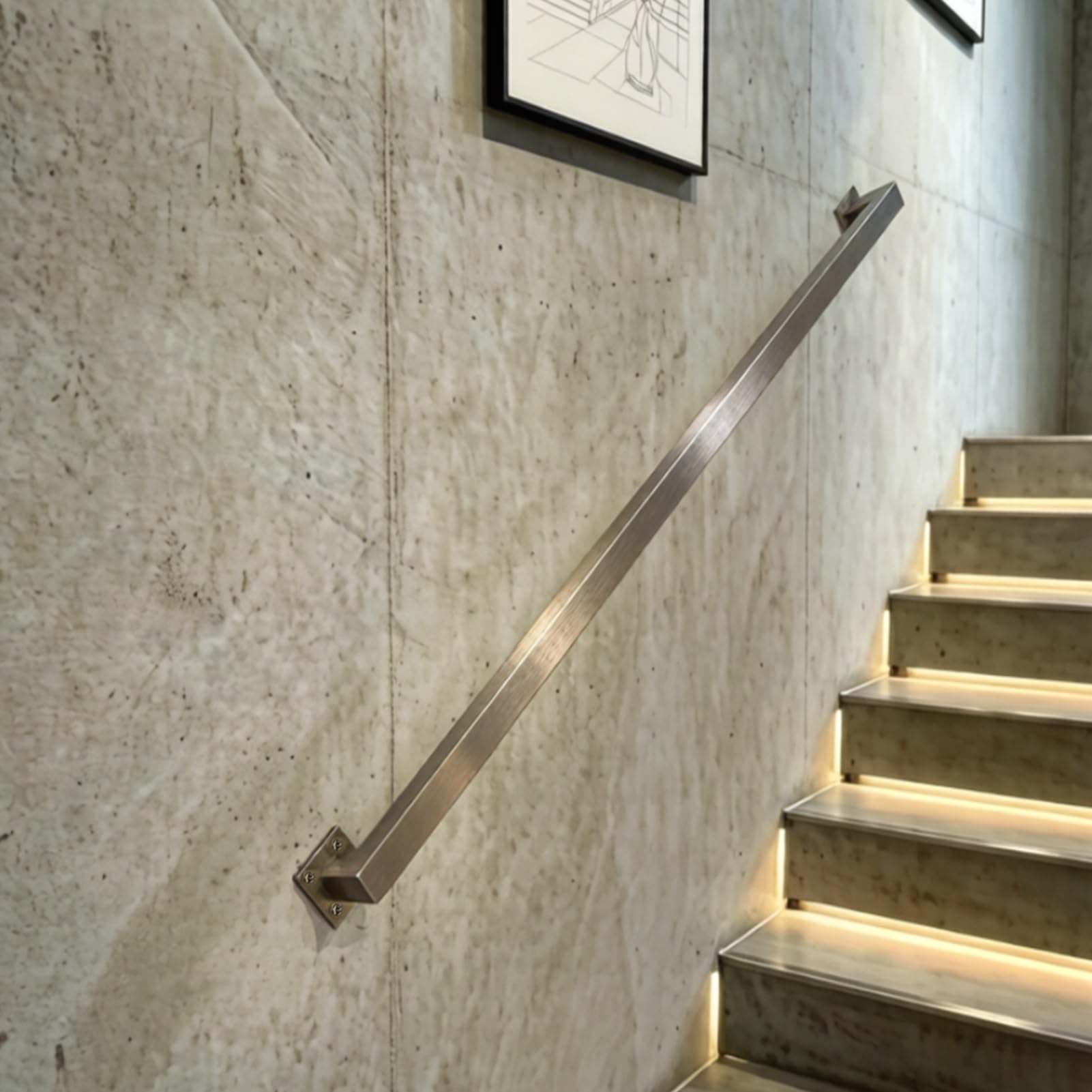 Liyadolaam Women's One Color Barrier-Free Stair Handrails, Staircase Banisters Railing For External Outside Wall Mount Diy 304 Stainless Steel Handrail For Stairs With Installation Kit(14Ft/420Cm)